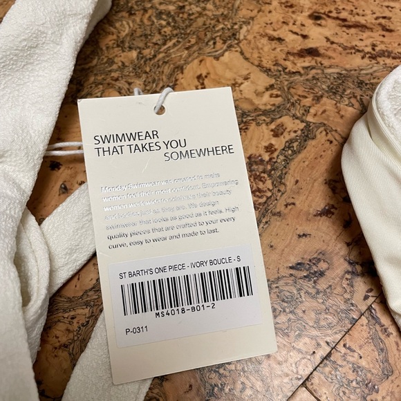 MONDAY SWIMWEAR ST. BARTH'S ONE PIECE - IVORY BOUCLE SIZE S - Picture 6 of 10